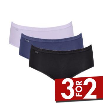 Sloggi Trusser 3P Basic Plus Midi Colored Sort/Blå bomuld 38 Dame billede