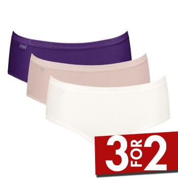 Sloggi Trusser 3P Basic Plus Midi Colored Hvid/Violet bomuld 38 Dame