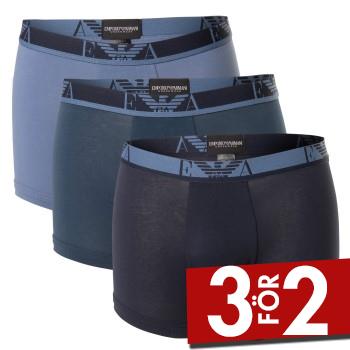 Emporio Armani Kalsonger 3P Monogram Cotton Boxers Bl&aring; bomull Small Herr