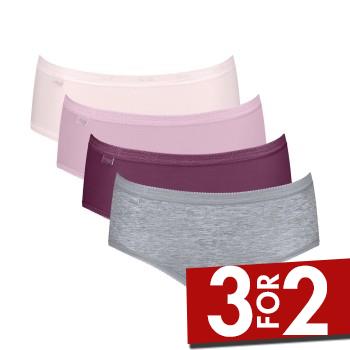 Sloggi Trusser 4P Basic Plus Midi Color Rosa/Grå bomuld 38 Dame