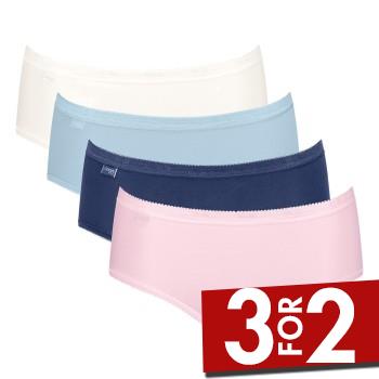 Sloggi Trusser 4P Basic Plus Midi Color Hvid/Rosa bomuld 38 Dame