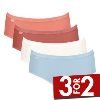 Sloggi Trusser 4P Basic Plus Midi Color Blå/Orange bomuld 38 Dame