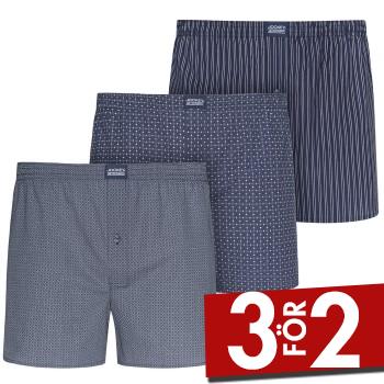Jockey Kalsonger 3P Woven Soft Poplin Boxer Shorts Marin bomull Small Herr