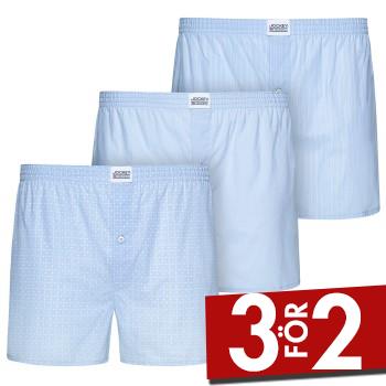 Jockey Kalsonger 3P Woven Soft Poplin Boxer Shorts Ljusbl&aring; bomull Small Herr