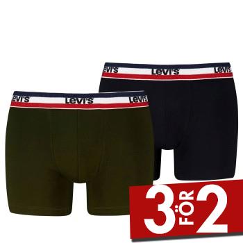 Levis Kalsonger 2P Sportswear Logo Base Boxer Svart/Gr&ouml;n bomull Small Herr