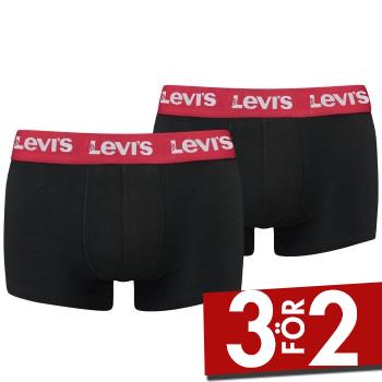 Levis Kalsonger 2P Base Trunk Svart/R&ouml;d bomull Small Herr
