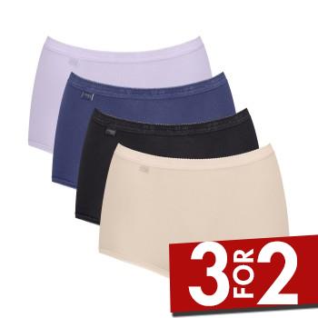 Sloggi Trusser 4P Basic Plus Maxi Panty Blå/Lila bomuld 38 Dame