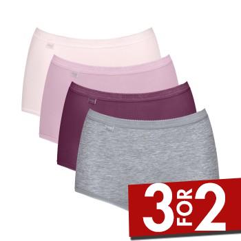 Sloggi Trusser 4P Basic Plus Maxi Panty Rosa/Grå bomuld 38 Dame