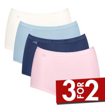 Sloggi Trusser 4P Basic Plus Maxi Panty Rosa/Blå bomuld 38 Dame