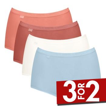 Sloggi Trusser 4P Basic Plus Maxi Panty Blå/Orange bomuld 38 Dame