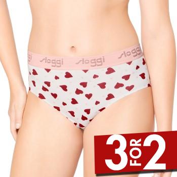 Sloggi Trusser 2P The 79 Maxi Printed Hvid/Rød bomuld Small Dame