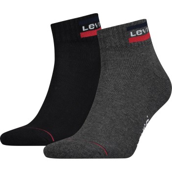 Levis Strømper 2P Sport Mid Cut Sock Svart/Grå Str 43/46