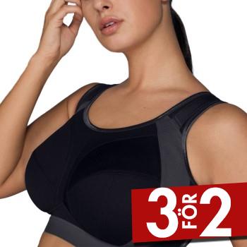Anita BH Active Extreme Control Plus Sports Bra Svart/Gr&aring; F 75 Dam