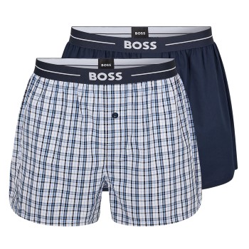 Bilde av Boss 2p Woven Boxer Shorts With Fly Mørkblå Bomull Xx-large Herre