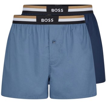 Bilde av Boss 2p Woven Boxer Shorts With Fly Blå/lysblå Bomull Medium Herre