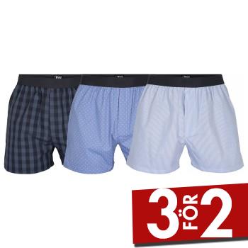 JBS Kalsonger 3P Organic Cotton Boxershorts Bl&aring; M&ouml;nstrad ekologisk bomull Small Herr