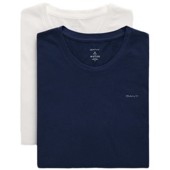 Bilde av Gant 2p Basic Crew Neck T-shirt Hvit/marine Bomull Medium Herre