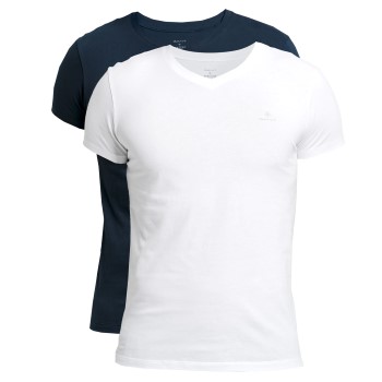 Bilde av Gant 2p Basic V-neck T-shirt Hvit/marine Bomull Medium Herre
