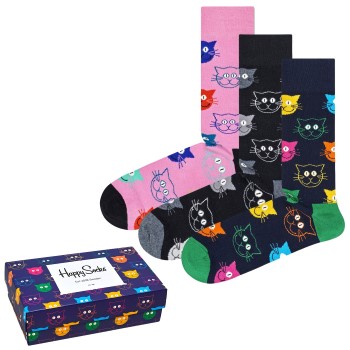 Bilde av Happy Socks Strømper 3p Mixed Cat Socks Gift Box Mixed Bomull Str 36/40