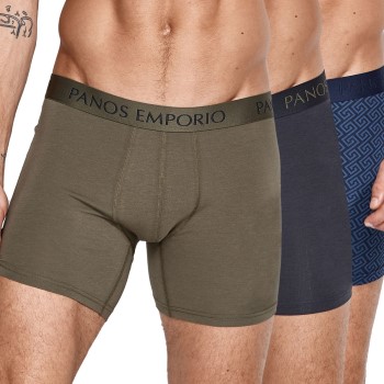 Bilde av Panos Emporio 3p Base Bamboo Cotton Boxer Blå/grønn Medium Herre