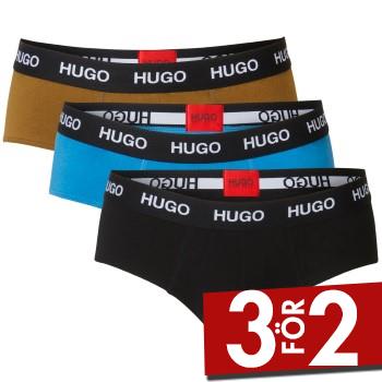 HUGO Kalsonger 3P Triplet Brief Svart/Bl&aring; bomull X-Large Herr