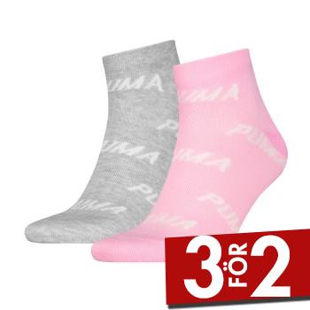 Puma Strumpor 2P BWT Quarter Sock Rosa/Gr&aring; Strl 39/42