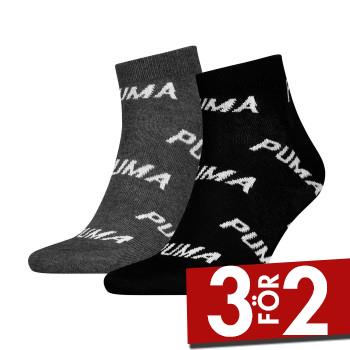 Puma Strumpor 2P BWT Quarter Sock Svart/Gr&aring; Strl 35/38