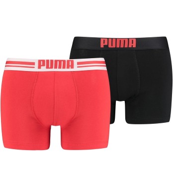 Puma 2P Everyday Placed Logo Boxer Svart/Rød bomull Small Herre