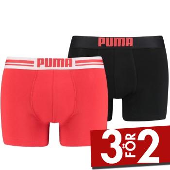 Puma Kalsonger 2P Everyday Placed Logo Boxer Svart/R&ouml;d bomull Small Herr