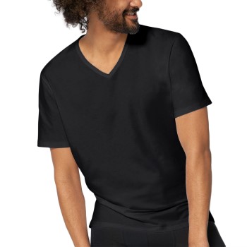 Sloggi Men GO V-Neck Shirt Svart økologisk bomull Small Herre