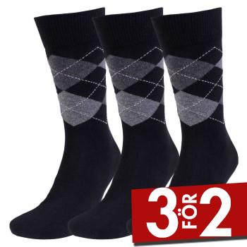 Amanda Christensen Strumpor 3P True Ankle Argyle Sock Svart/Gr&aring; Strl 47/50 Herr