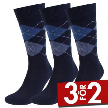 Amanda Christensen Strumpor 3P True Ankle Argyle Sock Marin/Bl&aring; Strl 47/50 Herr