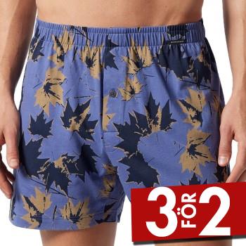 Schiesser Kalsonger 2P Fun Prints Boxer Shorts Ljusbl&aring; m M&ouml;ns bomull Medium Herr