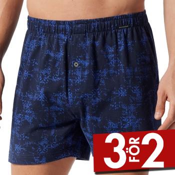 Schiesser Kalsonger 2P Fun Prints Boxer Shorts Bl&aring; M&ouml;nstrad bomull Large Herr