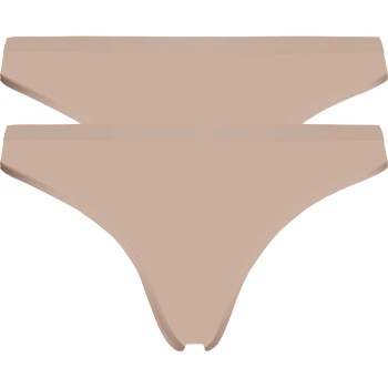 Bilde av Calvin Klein Truser 2p One Cotton Stretch Plus Thong Beige Bomull X-large Dame