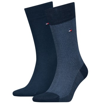 Bilde av Tommy Hilfiger Strømper 2p Men Herringbone Sock Mørkblå Str 39/42 Herre