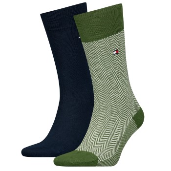 Tommy Hilfiger Strumpor 2P Men Herringbone Sock Blå/Grön Strl 39/42 Herr