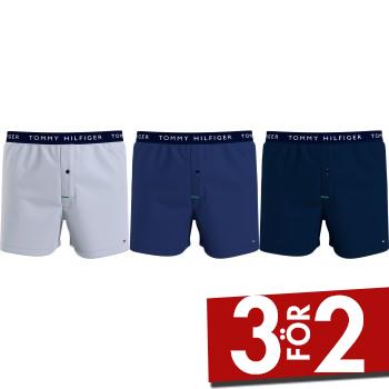 Tommy Hilfiger Kalsonger 3P Recycled Cotton Woven Boxer Shorts Bl&aring;/Gr&aring; bomull Medium Herr