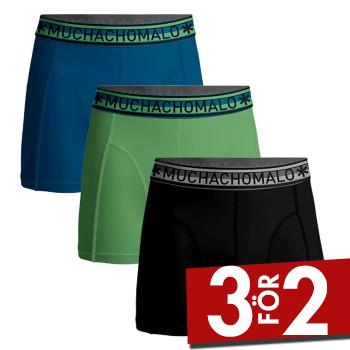 Muchachomalo Kalsonger 3P Cotton Stretch Solid Color Boxer Bl&aring;/Gr&ouml;n bomull Small Herr