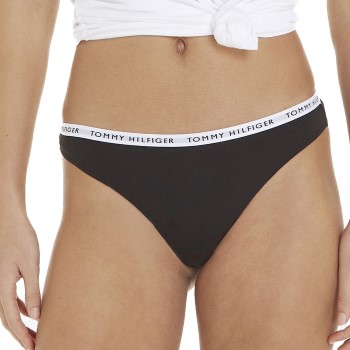 Tommy Hilfiger Truser 3P Recycled Essentials Thong Svart/Grå Medium Dame