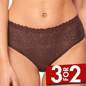 Sloggi Trusser 2P ZERO Feel Lace 2.0 High Waist Brief Brun X-Small Dame