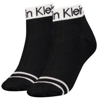 Bilde av Calvin Klein Strømper 2p Logo Welt Quarter Socks Svart One Size Dame