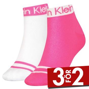 Calvin Klein Strumpor 2P Logo Welt Quarter Socks Rosa One Size Dam