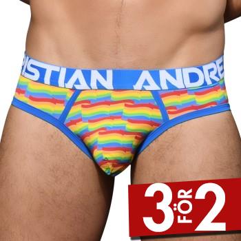 Andrew Christian Kalsonger Almost Naked Pride Flag Brief Flerf&auml;rgad polyamid Small Herr