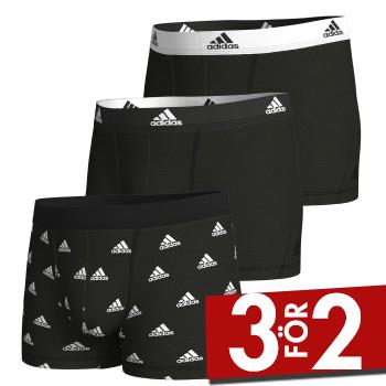 adidas Kalsonger 3P Active Flex Cotton Trunk Svart m&ouml;nstrad bomull Large Herr
