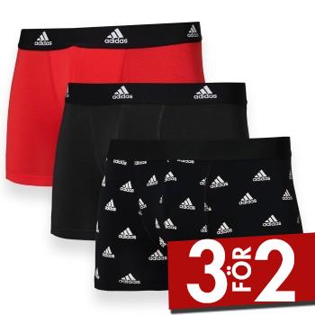 adidas Kalsonger 3P Active Flex Cotton Trunk Svart/R&ouml;d bomull Medium Herr