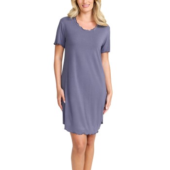 Damella Bamboo Plain Short Sleeve Nightdress Blå Bambu XX-Large Dam | apparel & accessories - clothing - sleepwear & loungewear - nightgowns | ModeLejon