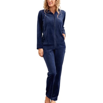 Bilde av Damella Velour Plain Suit Marine Large Dame