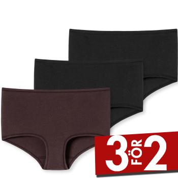 Schiesser Trosor 3P 95-5 Boyshorts Organic Cotton Svart/Röd bomull 46 Dam