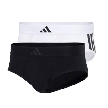 adidas Kalsonger 2P Active Flex Cotton 3 Stripes Brief Vit/Svart bomull Small Herr